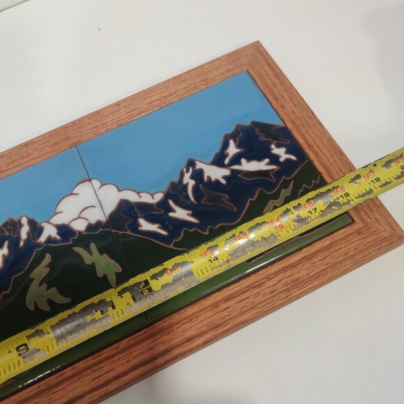 Mountain Moon Reflection Triptych Native Folk Art Deco (3) 6" Tiles 20x8" Framed - Picture 12 of 14